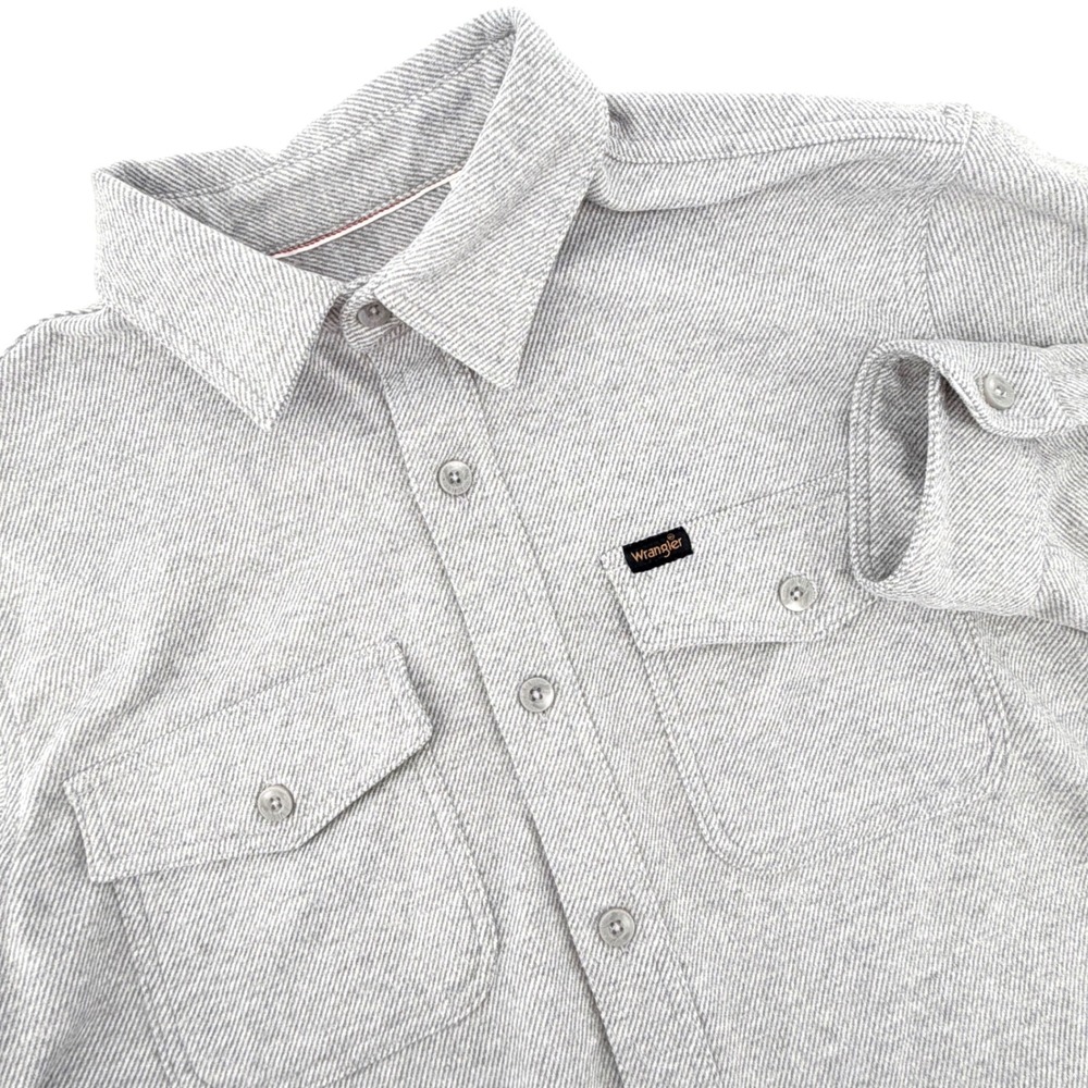 Wrangler Shirt Mens Large L Gray Excellent Long Sleeve Button Up Stretch Twill